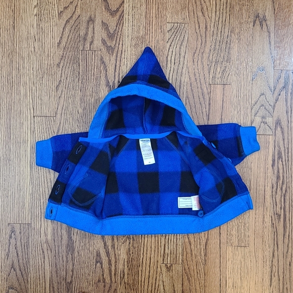 Patagonia Swirly Top Fleece Button Up Jacket Blue Plaid Size 0 Months NB - Picture 4 of 10